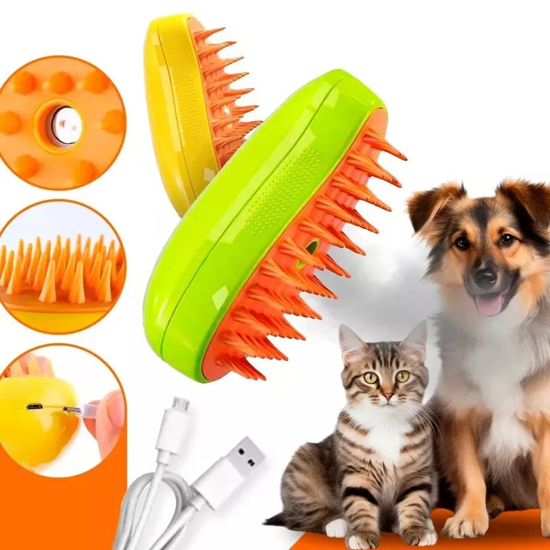 SteamCare™ Avelon – Cepillo de Vapor para Mascotas que Limpia, Masajea y Elimina el Pelo