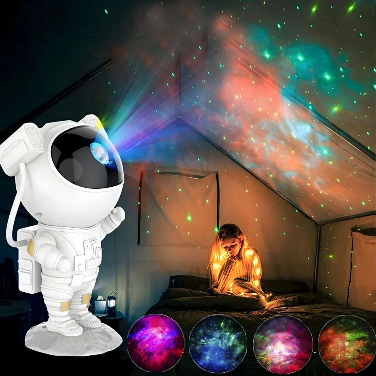 Proyector Astronauta Galaxy – Luz de Estrellas 360° y Nebulosa