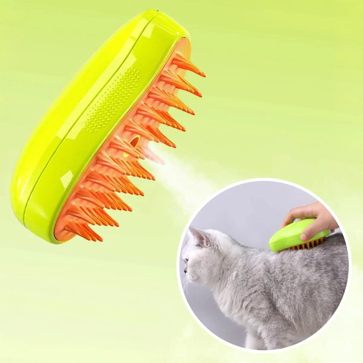 SteamCare™ Avelon – Cepillo de Vapor para Mascotas que Limpia, Masajea y Elimina el Pelo