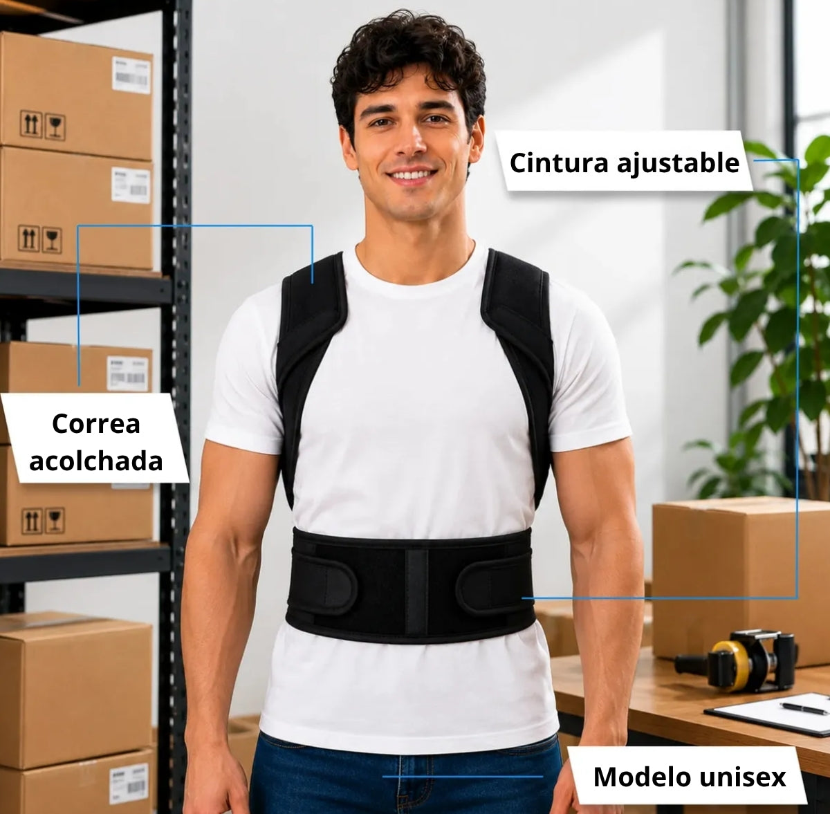 Corrector de Postura Ergonómico Ajustable – Comodidad y Soporte Diario